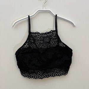 Aerie Bralette Top Black Lace Crop Top Size M